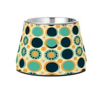 Abstract Art Circle Non Slip Anti Skid Dog Bowls Stainless Steel Food Water Bowl Stackable Pet Puppy Dishes