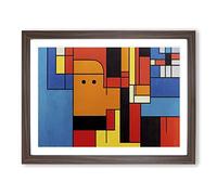 Abstract Art Cubism Framed Print | A2 Walnut Framed Wall Art | Ready to Hang | Cubist Fantasy Picture | Living Room Bedroom Lounge Office