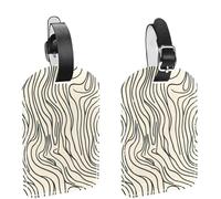 Abstract Art Curvy Line Seamless Pattern Luggage Tags for Suitcase, 2 Pack Leather Baggage Identifier with Privacy Flap and Name ID Label for Women Men Travel