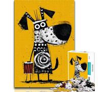 Abstract Art Dog Jigsaw Puzzles for Adults 1000 Piece,Staycation Kill Time with Fully Interlocking Randomly Shaped Pieces (50x75cm)