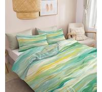 Abstract Art Duvet Cover Sets Super King, Ultrasoft Hypoallergenic Reversible Watercolor Ocean Waves Quilt Covers Non Iron Luxury Bedding Set for Girls, Boys and Teens 260 x 220 cm