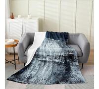 Abstract Art Flannel Fleece Throw Blanket Kids Geometric Fuzzy Blanket For Bed Sofa All Season Modern Art Bed Blanket Breathable Luxury Navy Blue Grey Plush Blanket Decor Double 60x79 Inch