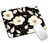 Abstract Art Floral Mouse Pad Small, Computer Mouse Pads for Desk, Non-Slip Rubber Base Portable Mousepad for Laptop, 9.5" x 7.9" Square Design for Home & Office Desk Accessories