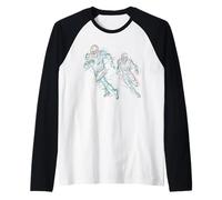 Abstract Art Football Player Running Raglan Baseball Tee