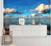 Abstract Art Geometric Blue Sky White Clouds Three Dimensional 3D Wallpaper Textured Silk Easy Install Living Room Sofa Bedroom Dining Room Home Decoration Wall-200cm×140cm