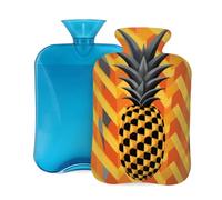 Abstract Art Geometric Pineapple Hot Water Bottle with Cover, 2L PVC Hot Water Bag for Pain Relief, Hand Foot Warmer, Hot & Cold Therapy with Removable Cover, Gift for Women Kids Family