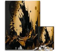 Abstract Art Gold Black Puzzles 1000 Pieces for Adults Impossible Jigsaw Puzzles for Adults for Family And Friends Suitable for Ages 1000 PCS(75x50cm)