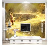 Abstract Art Gold Graffiti Horses Roads 3D Wallpaper Silky Texture Home Study Office Grey Dining Room Sofa Bedroom Living Room TV Backdrop-300cm×210cm