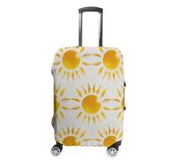 Abstract Art Golden Sunlight Suitcase Covers Luggage Protector - Travel Elastic Baggage Case Protective, Washable Anti-scratch Large Suit Case Cover for Suitcases Fits 19-32 Inch Luggages, white, M