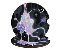 Abstract Art Graffiti Car Cup Holder Coasters 2-Pack Absorbent Wood & Cork Coasters for Car Cup Holders, Festive Car Accessories for Women & Men