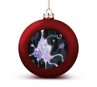Abstract Art Graffiti Christmas Ball Ornaments - Red Shatterproof Plastic Vintage Rustic Xmas Tree Decorations Pendant for Family Holiday Wedding Party Xmas Hanging Decoration