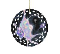 Abstract Art Graffiti Christmas Ornament Ceramic Xmas Tree Hanging Ornaments Round Farmhouse Pendant for Xmas Tree Holiday Party Decorations & Festive Gift