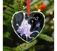 Abstract Art Graffiti Christmas Ornaments - Heart Christmas Tree Decorations with Red String, Winter Holiday Keepsake Pendant for Fireplace, Mantel, Wreath Holiday Party Decor (3.1 Inch)