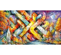 Abstract-Art-Graffiti Jigsaw Puzzles for Adults: 1000-Piece Recycled Cardboard Decoration 75x50cm/1000pcs