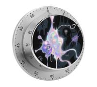 Abstract Art Graffiti Kitchen Timer 60 Minute Visual Wind Up Timers Indoor Mechanical Timers with Magnetic Base Stainless Steel Timer for Home Cooking Time Management Tool