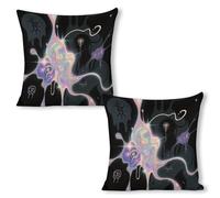 Abstract Art Graffiti Pillow Covers 18"x18"（2pcs） Linen Throw Pillow Covers - Double Sided Decorative Square Cushion Cases for Sofa, Bed, Chair (No Insert Included)
