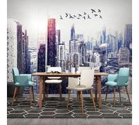 Abstract Art Hand Painted City Architecture Birds 3D Wallpaper Easy Install Feature Office Living Room Sofa Bedroom TV Background Wall Decoration-150cm×105cm