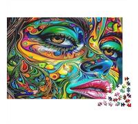 Abstract Art Human Face 1000 Piece Jigsaw Puzzle Paper Puzzle Game for Adults Colourful Pattern Relaxing Focus Home Decor Gift 38x26cm/1000pcs