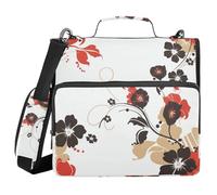 Abstract Art Illustrations Flowers 3 Ringing 1.5 inch Zip Up Binder with Handle and Removable Shoulder Strap Includes Zip Pocket Portable Home Travel Storage Bag for Office School