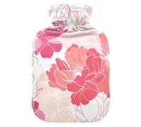 Abstract Art Illustrations Flowers Red hot-Water Bottle with Soft Cover, 2L Water Bag for Tummy Warmer, Sore Muscle, bolsas de agua Caliente para Dolores