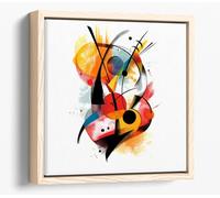 Abstract art inspired by Kandinsky Canvas Floater Frame Square Print Picture Art - Light Oak Frame 20 inch wide x 20 inch high