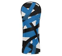 Abstract Art Lines Black Blue Golf Cover Set Pu Leather with Number Tag for Woods and Driver Hybrid 1pcs