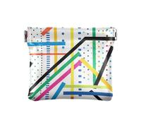 Abstract Art Lines Dots Colorful Women's PU Leather Coin Purse Waterproof Mini Purse Wallet for Women