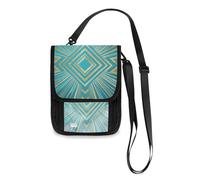 Abstract Art Lines Square Blue Travel Wallet Passport Holder Passport Wallet Slim Lightweight Crossbody Bag with Adjustable Strap