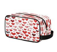 Abstract Art Love Heart Pattern Toiletry Bag for Travel, Cosmetic Makeup Bag Waterproof Polyester Shaving Bag for Men Women Kids, Portable Organizer for Bathroom Gym Vacation