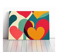 Abstract Art Love Heart Vol.3 Orange, Red, Purple | Canvas Wall Art Print | Framed & Ready to Hang Picture | Modern Home Decor for Living Room, Bedroom, Kitchen or Office | 20x14 Inches