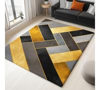Abstract Art Machine Washable Rug, Soft Geometric Overlapping Squares Low-Pile Anti-Slip Area Rugs for Office, Dining Room, Playroom, Entryway, 60 x 90 cm Home Decor Carpet