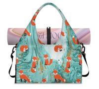 Abstract Art Marble Fox Sports Duffle Bag with Shoe Compartment Marble Weekend Overnight Bags Tote Cabin Luggage Bag for Gym Yoga Travel