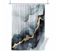 Abstract Art Marble Texture Shower Curtain for Bathroom, Black Grey Gold Gradient Modern Art Waterproof Cloth Fabric Bathroom Accessories Set with 12 Rust Proof Plastic Hooks, 72” x 72”