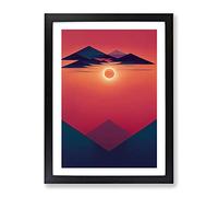 Abstract Art Mountain Sunset No.1 Framed Print | A2 Black Framed Wall Art | Ready to Hang | Abstract Landscape Picture | Living Room Bedroom Lounge Office
