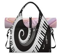 Abstract Art Music Piano Note Sports Duffel Bag for Women Men Weekend Overnight Bag with Shoe Compartment Shoulder Tote Luggage Bag for Yoga Gym Travel