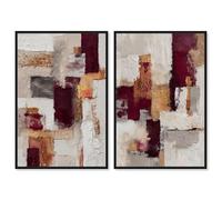 Abstract Art Narratives Canvas Print Boho Gold Wall Decor Set by Art Remedy, Black Frame, 16 x 24