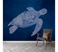 Abstract Art Non-Woven Wall Mural 350W x 256H cm, Animals Mandala Turtle Premium Photo Wallpaper Art Print - Bedroom Wall Mural Decoration Poster Picture Wallpaper Modern Design