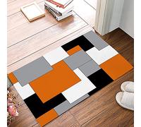 Abstract Art Orange Black Gray Splice Bathroom Rugs Non Slip Absorbent Bath Mat,Bath Rugs Soft Microfiber Memory Foam Bathroom Mat for Bathtub Shower 20x32Inch
