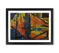 Abstract Art Painting Vol.119 By S.Johnson Modern Art Framed Wall Art Print, Ready to Hang Picture for Living Room Bedroom Home Office Décor, Black A3 (46 x 34 cm)