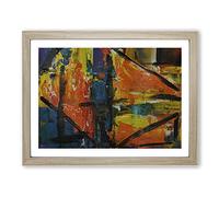 Abstract Art Painting Vol.119 By S.Johnson Modern Art Framed Wall Art Print, Ready to Hang Picture for Living Room Bedroom Home Office Décor, Oak A2 (64 x 46 cm)
