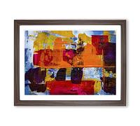 Abstract Art Painting Vol.125 By S.Johnson Modern Art Framed Wall Art Print, Ready to Hang Picture for Living Room Bedroom Home Office Décor, Walnut A4 (34 x 25 cm)