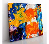 Abstract Art Painting Vol.80 by S.Johnson Modern Canvas Wall Art Print Ready to Hang, Framed Picture for Living Room Bedroom Home Office Décor, 35x35 cm (14x14 Inch)