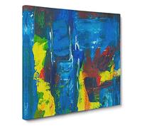 Abstract Art Painting Vol.83 by S.Johnson Modern Canvas Wall Art Print Ready to Hang, Framed Picture for Living Room Bedroom Home Office Décor, 14x14 Inch (35x35 cm)
