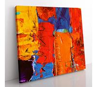 Abstract Art Painting Vol.99 by S.Johnson Modern Canvas Wall Art Print Ready to Hang, Framed Picture for Living Room Bedroom Home Office Décor, 35x35 cm (14x14 Inch)