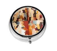 Abstract Art Paintings Round Mini Pill Box, 3 Compartment Pill Box, Portable Pill Box, can be Put into Wallet, Pocket, Light and Convenient
