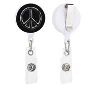 Abstract Art Peace Sign on Black Retractable Badge Holder Reel Clip ID Card Holder for Doctor Nurse Student Office Worker