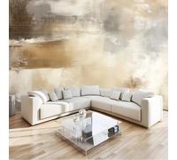 Abstract Art Photo Wallpaper Nursery 250 X 175 Cm Beige Color Block - Non-Woven Premium Art Print Fleece Wall Mural Decoration Restaurant Hall Living Room Hallway
