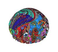 Abstract Art Print DoubleShower Cap Bathing Shower Caps Ladies Men Shower Caps Salon Home Use