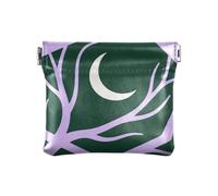 Abstract Art Purple Branch Moon Green Women Men Leather Coin Purses Convenient Mini Makeup Bag for Woman Girl