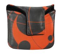 Abstract Art Red Moon Black Putter Head Cover for Mallet Magnetic Golf Accessories for Mallets and Square PU Leather